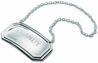 Brandy Decanter Label Solid Sterling Silver 925 Rectangular Traditional Cut Corners Made & Hallmarked in Birmingham Gift Boxed