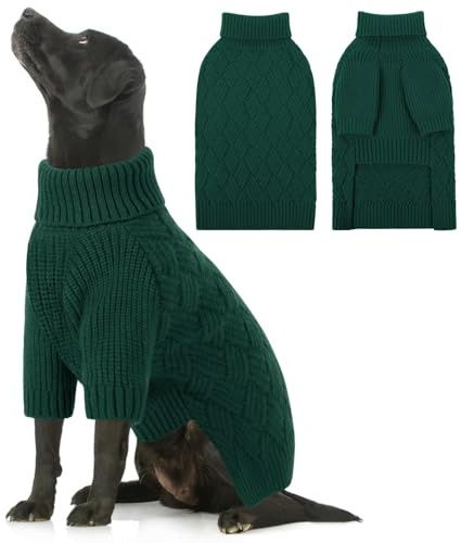 AOFITEE Hundepullover für Große Hunde, Warm Rollkragen Hunde Pullover XXL | Weich Hunde Strickpullover mit Ärmeln Geschirr öffnung, Weihnachtspullover Hundepulli Große Hunde Dobermann Windhund Pullover