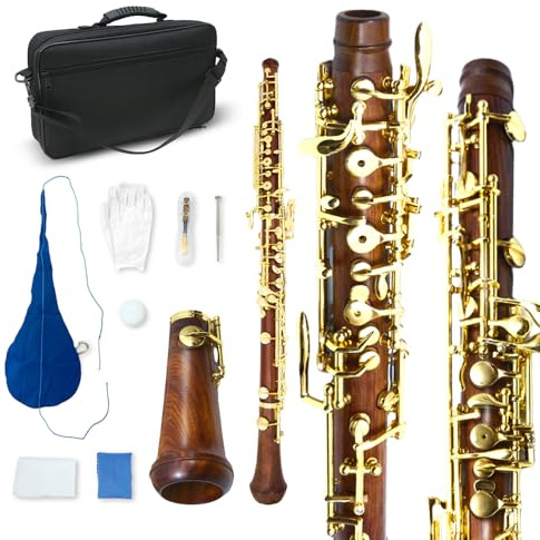 YoungMonic Llave C profesional para oboe de ébonita/palisandro, bifurcada, 3ª octava, llave F izquierda (dorada)