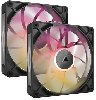 CORSAIR iCUE LINK RX140 MAX RGB 140mm PWM Dicker Lüfters mit iCUE LINK System Hub – Hochstatischer Druck – Magnetisches Kuppellager – Doppelpack – Schwarz