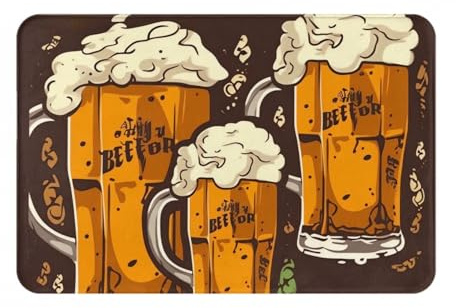 ANABPRMA Zerbino con birra, tappetino di benvenuto, tappeto da ingresso, antiscivolo, per interni ed esterni, decorazione per la casa (40,6 x 61 cm)
