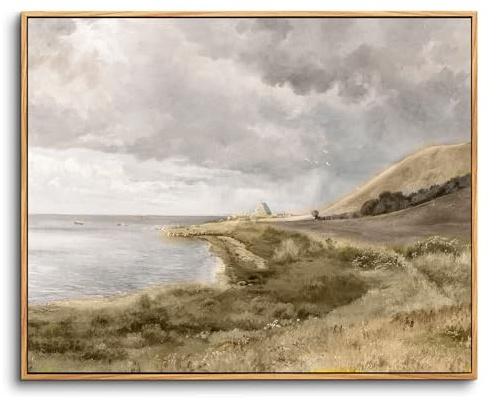 hyidecorart Vintage Bilder mit Rahmen Meer Landschaft Gemälde 30x40 cm | Retro-Kunst, HD-Druck, Einfach Aufzuhängen, Schnelle Montage, Für Viele Räume, Klassische Wanddeko, Geschenk, Klein