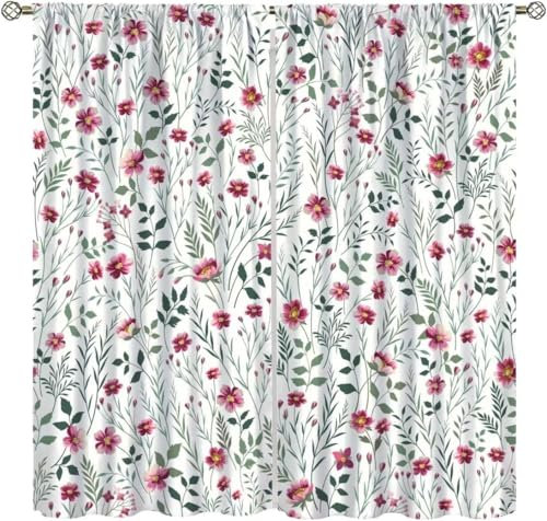 Kinder Verdunkelungsvorhänge Blumenpflanze 3D Polyester Ösen Vorhang, Für Wohnzimmer Schlafzimmer Blickdicht Schallschutzvorhänge 2Er Set 280 (B) X 250 (H) cm - Jungen Und Mädchen 3D Ge 9426352181784