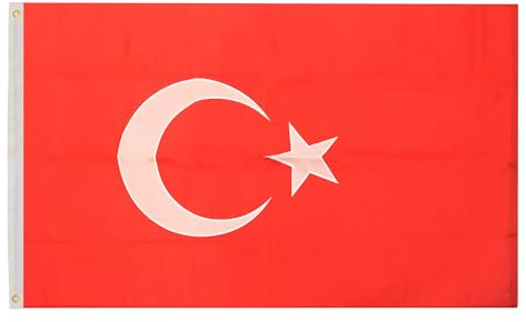 AZ FLAG Türkei-Flagge, Premium, 150 x 90 cm, Türkei-Flagge, genäht und bestickt, Nylon 200D, mit integrierten Metallösen, 200 g