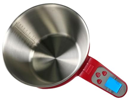 Fenteer Bilancia da Cucina per Alimenti con Ciotola e misurino, Acciaio Inossidabile, Elettronica, Multiuso, Bilancia da Cucina Digitale per la Preparazione, Rosso