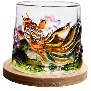 YY Verres à whisky peints à la main, en cristal coloré sans plomb, verres à vin à l'ancienne pour boire du bourbon, du scotch, du whisky, des cocktails, du cognac