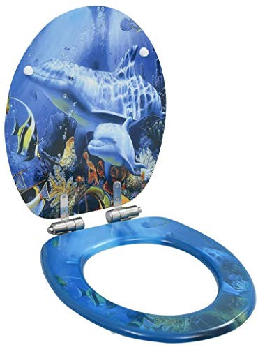 XCHSXYL Sanitär-WC Toilettensitz mit Soft-Close Deckel MDF Delfine Design-Hardware