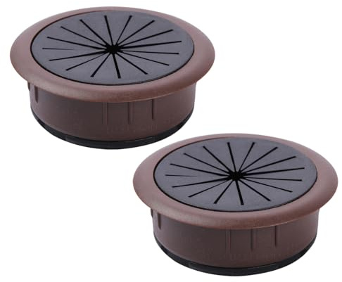 2 Pack Cable Grommets, 60mm (2-3/8 Inch) Brown ABS Desk Cable Hole Covers,Wire Organiser for Office & Computer Desks