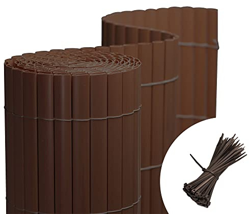 jarolift PVC Sichtschutzmatte Balkon Sichtschutz Wetterfest Garten Terrasse, Sichtschutzzaun Balkonverkleidung Zaun Sichtschutz, 200 x 500 cm, Braun, inkl. 50 Kabelbinder