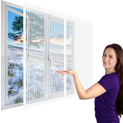 Mosquitera Magnética para Ventanas 121 x 161 cm sin Taladrar Mosquiteras Magnética Anti Insectos Ventilación de Verano para Todas Las Ventanas Interiores y Exteriores, Blanco