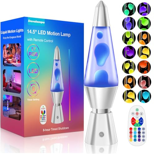 17 Colours Changing Large Liquid Motion Lamps with Remote: LED Smart Night Light for Kids Adults - Relaxing Table lamp Glitter Mood Lighting for Room Decor Birthday Gifts (White Wax, 14.5 Inch)