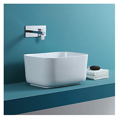 Lavabo À Poser Lavabo de salle de bain blanc en forme de filet, lavabo approfondi, design en céramique, lavabo artistique au-dessus du comptoir, lavabo de salle de bain for meuble-lavabo Vasque(Petit)
