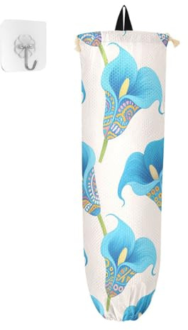 Plastic Grocery Bag Holder Blue Calla Lilies Grocery Bag Holder For Plastic Bags for Under Sink para guardar bolsas plasticas