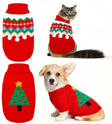 2 Pièce Pull Noel Chien, Déguisements Chien et Chat, Pull pour Chiens en Tricot Animaux d'hiver de Noël pour Chats, Chiens de Petite et Moyenne Taille
