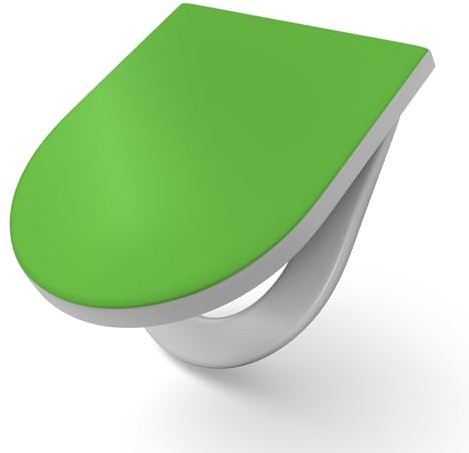 DEQORI Abattant de WC avec couleur unie - Vert moyen - En Duroplast - Format 36,4 x 45,4 cm - Antibactérien - Pour WC en forme de D - Facile d'entretien et décoratif