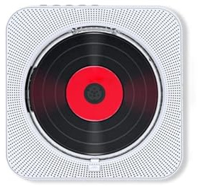 Reproductor De CD,CD Player Reproductor de CD Multimedia portátil Pared con Bluetooth 5.1, Reproductor música 3, mm, Pantalla LED, Soporte(White)