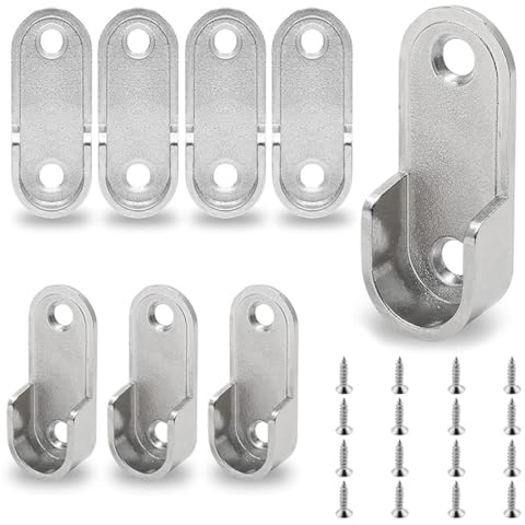 JYNXOR 8 Pièces Support Tringle, Barre de penderie, Support de Tringle Penderie en Métal avec 16 Vis pour Barre de Penderie, Support de Tube d'Armoire pour Tringle Vetement Dressing, pour Placard