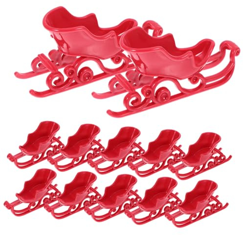 STOBAZA 12pièces Ornements Mini Traîneaux De Noël Plastique Unités Décorations Suspendues pour Sapin Et Table Modèle Renne Miniature Décoration Festive