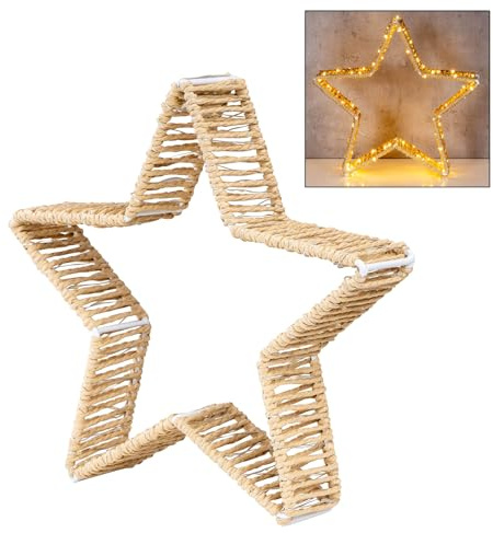 levandeo LED Dekoleuchte Stern H27cm Leuchtstern mit Timer Weihnachten Weihnachtsdeko Tischdeko Weihnachtsstern Dekostern