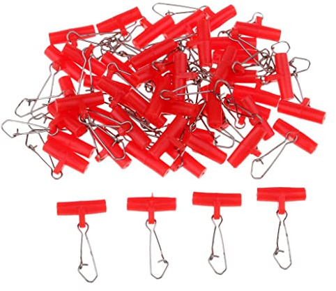 FytStycale Lot de 50 Connecteurs Coulissants pour La Pêche avec Agrafe en Acier Inoxydable, Rouge, M