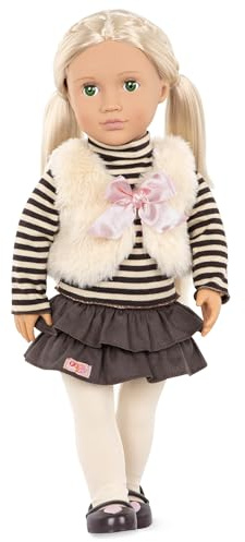 Our Generation - Holly - 46 cm-Modepuppe - Blondes Haar & grüne Augen - Kunstfellwesten-Outfit - Vorgetäuschtes Spiel - Spielzeug für Kinder ab 3 Jahren