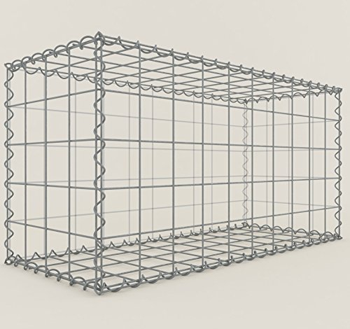 GABIONA Cesta de piedra rectangular de 10 x 10 cm, profundidad de 40 cm, cierre de espiral, galvanizada (100 x 50 x 40 cm)