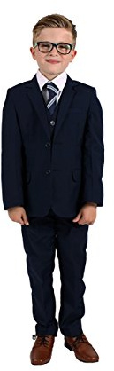 Vivaki 5 Piece Slim Fit Navy Suit, 0/3m to 14 Years