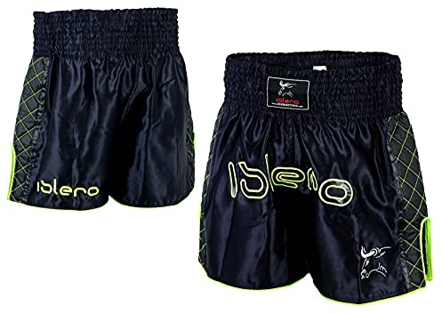Islero Muay Thai Fight Shorts MMA Kick Boxing Grappling Martial Arts Gear UFC Men (UK, Alpha, Regular, Regular, Black, XS)
