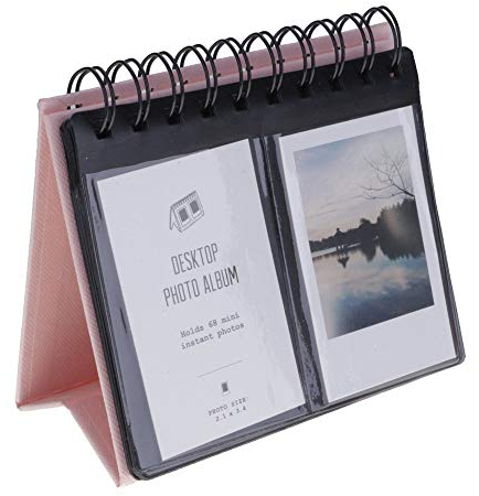 Kompassswc Fotoalbum Schreibtisch Kalender Album 68-Fotos Einsteckalbum zum Aufstehen Fotoalbum für Polaroid,Instax Mini 70 7s 8 50s 90,3-Zoll Fotos (Rosa)