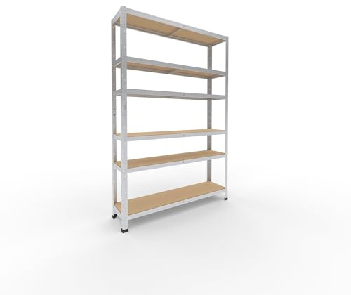 shelfplaza Home 180x120x30cm Schwerlastregal verzinkt mit 6 Böden x 145kg | Kellerregal · Lagerregal · Metallregal · Regale für Kellerraum · Steckregal · Abstellraum Regal