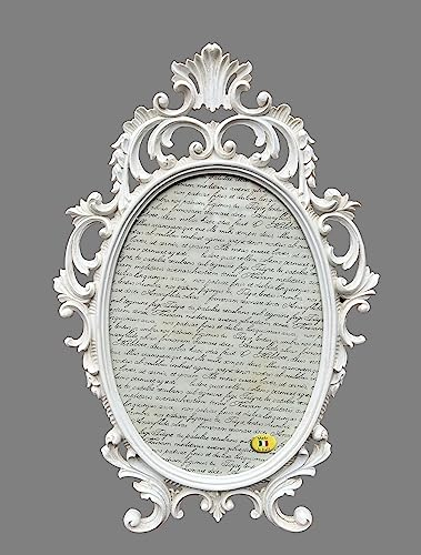 artissimo Cornice portafoto barocca, colore bianco anticato, ovale, 43 x 27 cm, C531