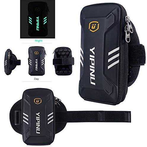 DFV mobile - Waterproof Reflective Armband Case with 2 Compartments Sport Running Walking Cycling Gym for Honor 10 Lite (2018) - Black