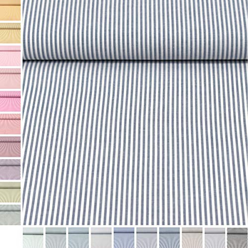MAGAM-Stoffe Mona Streifen Kinder Baumwollstoff Oeko-Tex Meterware 50cm (16. Alt-Blau)