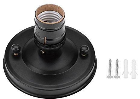 Base industrial para lámpara de techo/pared, soporte para lámpara de techo/pared vintage E26 / E27, zócalo de tornillo de lámpara de suspensión, para decoración de iluminación del hogar (negro)