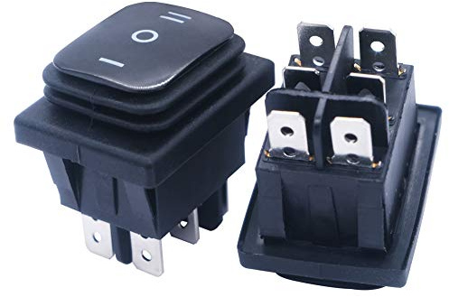 mxuteuk 2 Stücke Schwarz Kippschalter wasserdichte Wippschalter 230V Auto KFZ Schalter 16A/250V 20A/125V 6polig 3Position DPST Ein/Aus/Ein Schalter KCD4 Für Auto Boot KCD4-203N-BK