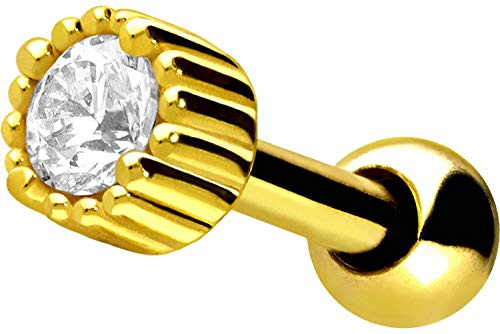 PIERCINGLINE Chirurgenstahl Ohrpiercing |KRISTALL | Piercing Ohr Stecker Helix Tragus | Farbauswahl