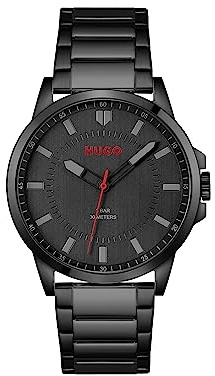 HUGO Analogue Quartz Watch for Men #First Collection with Black Stainless Steel Bracelet - 1530187
