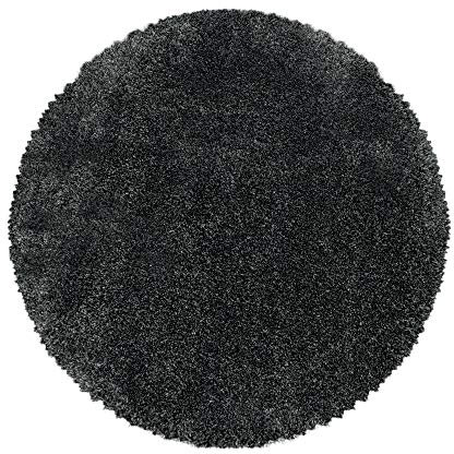 Carpettex Hochflor Teppich Wohnzimmer Shaggy Flokati Teppich Modern Einfarbig 200 cm Rund Grau - Teppich Schlafzimmer Weich Flauschig Waschbar Teppich Küche Esszimmer - Langflor Teppiche