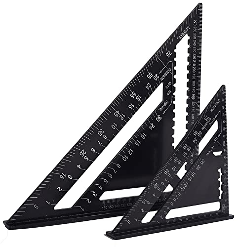 ASNOMY 2 Stück Metrisch Dreieck Lineal, 18cm und 30cm Dreieck Winkelmesser Zimmermannswinkel, Hochpräzisions Aluminiumlegierung Dreieck Herrscher Quadrat, Layout Messwerkzeug für Holzarbeiten