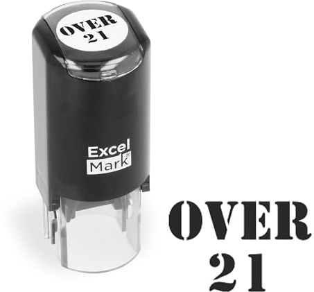 ExcelMark Over 21 Hand Stamp - Black Ink