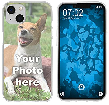 PhoneNatic personalisierte Handyhülle für iPhone 13 Mini Custom Case transparent zum selbst gestalten mit eigenem Foto Bild Text individuell