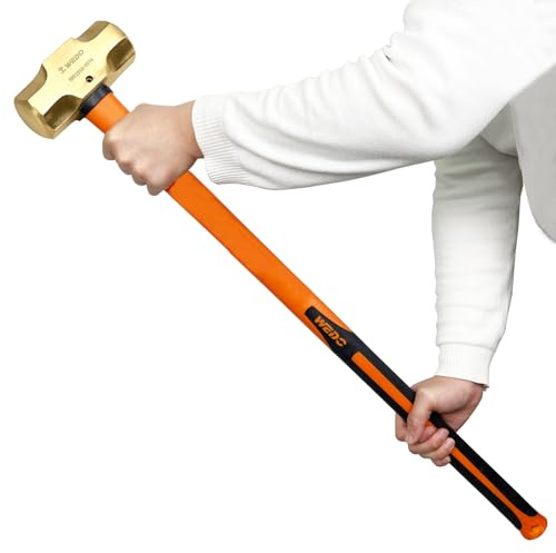 WEDO Masse avec manche en fibre de verre, 3600g et 700 mm de longueur,Idéal pour la construction,Marteau mécanicien en laiton,résistante à la corrosion,Forgé