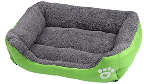 Haustier-Hundebett für kleine, mittelgroße und große Hunde, rutschfest, orthopädisches Hunde-Sofa, bequeme Katze, Hundedecke, Kissen, Tiefschlaf, Matratze, Washbale (S), Grün