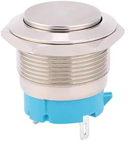 Interruttore a pulsante in metallo impermeabile LED Luce momentanea a scatto Interruttore di alimentazione del motore dell'auto 2 perni Foro di montaggio 22mm