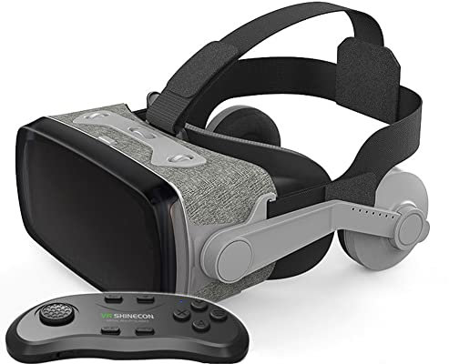 Occhiali VR Cuffie per realtà virtuale con telecomando per film 3D VR & giochi VR Occhiali regolabili Anti Bluelight Eye Care System per smartphone Android & IOS (nero) (E)