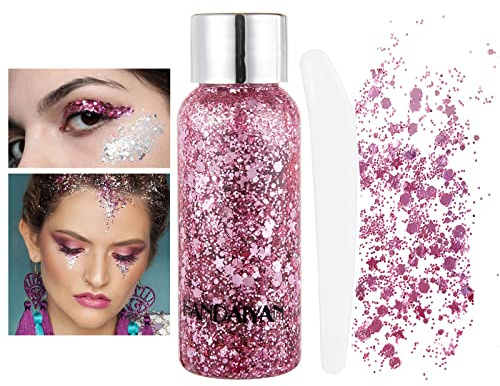 Body Glitter Gel FlüSsiger Glitzer Festival Glitzer Chunky Glitter Long Lasting Sparkling DIY Kunsthandwerk-Rosa