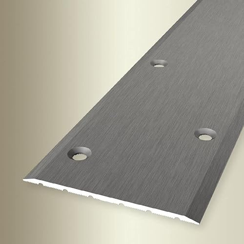 PROVISTON | Profil de transition | Largeur : 80 mm | Hauteur : 0-99 mm | Longueur : 1000 mm | Aluminium anodisé | Lisse | Acier inoxydable finement poli | Décalé Encastré Foré