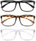 AOOWU Gafas Luz Azul, 3pcs Antifatiga Gafas Ordenador Luz Azul, Gafas Filtro Azul Clásicas de Rectangulares, Gafas sin Graduar Hombre Mujer, Gafas Anti Luz Azul para Protege Ojos, Alivia Migraña (A)