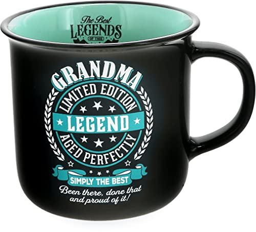 Pavilion Gift Company - Grandma Limited Edition Legend - Ceramic 13-ounce Campfire Mug, Double Sided Coffee Cup, Mothers Day Gift, 1 Count, Black/Teal