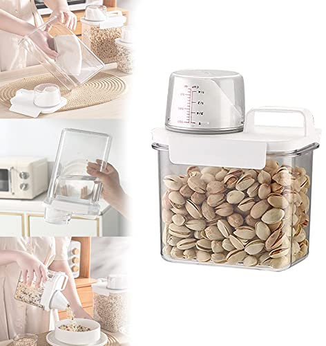OVNMFH Cereal Dispenser Easy Flow Storage Jar Plastic Grocery Container, Airtight Dry Kitchen Food Storage Containers with Pour Spout, for Kitchen Organization (1100ml)